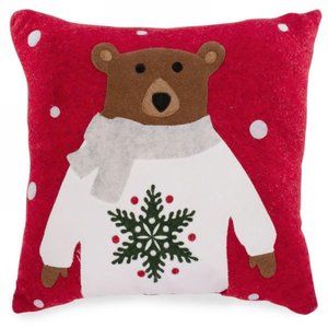 New Christmas Mistletoe Bear Sweater Decorative Cushion Throw Pillow 18 by 18 in